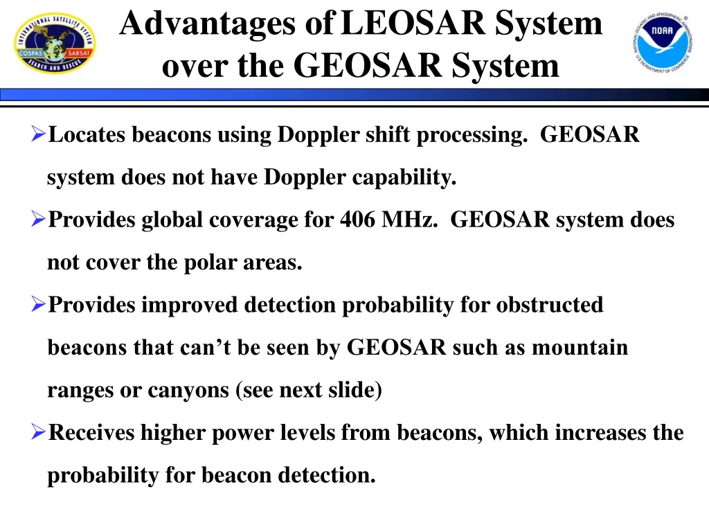 advantages of leosar system over the geosar system