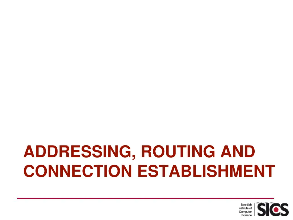 addressing routing and connection establishment