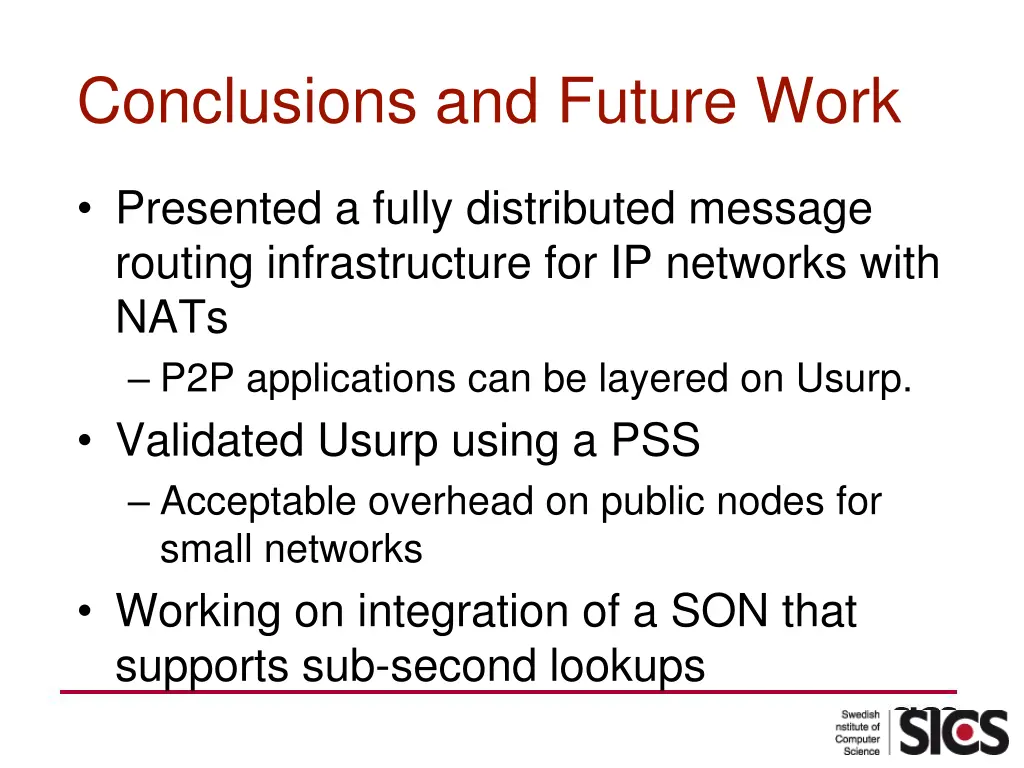 conclusions and future work