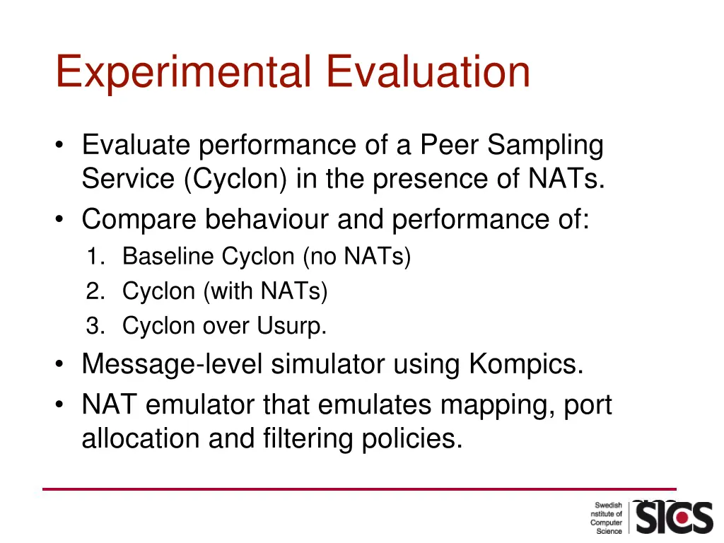 experimental evaluation