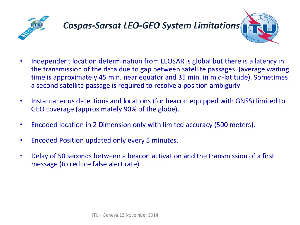 cospas sarsat leo geo system limitations