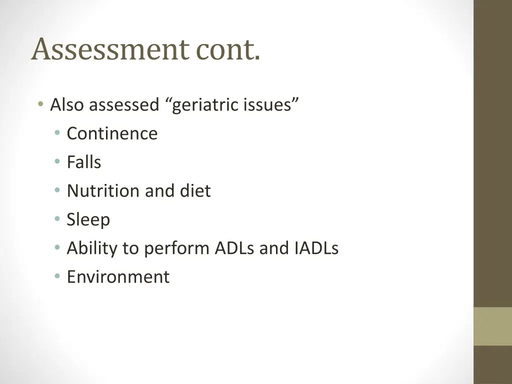 assessment cont
