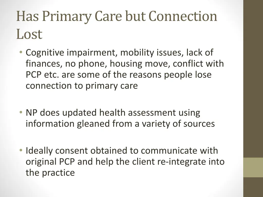 has primary care but connection lost cognitive