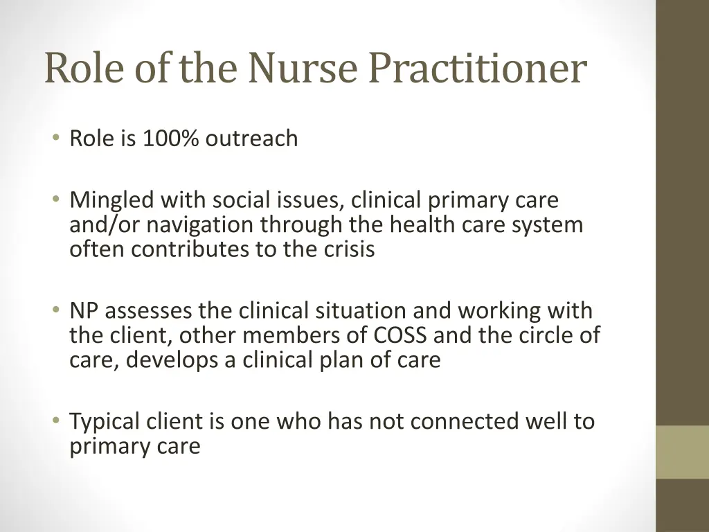 role of the nurse practitioner