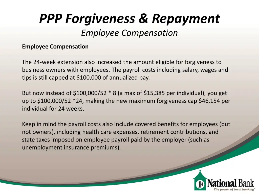 ppp forgiveness repayment employee compensation