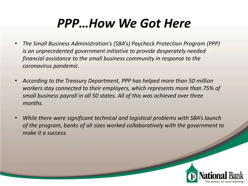 ppp how we got here