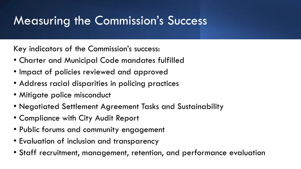 measuring the commission s success