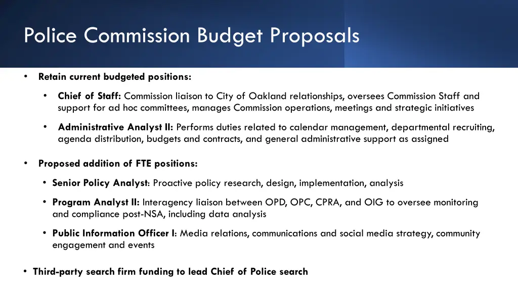 police commission budget proposals