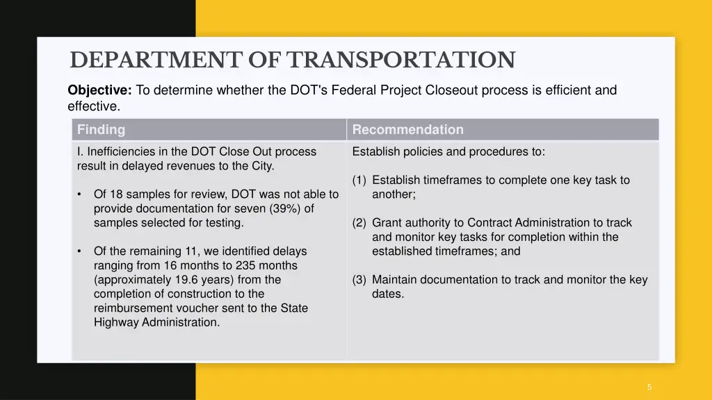 department of transportation