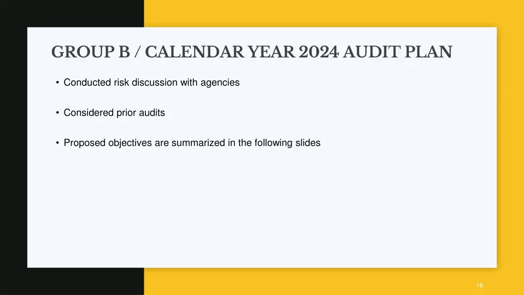 group b calendar year 2024 audit plan