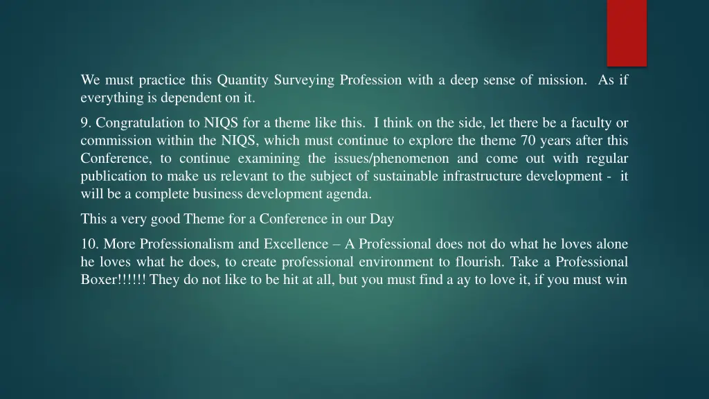 we must practice this quantity surveying