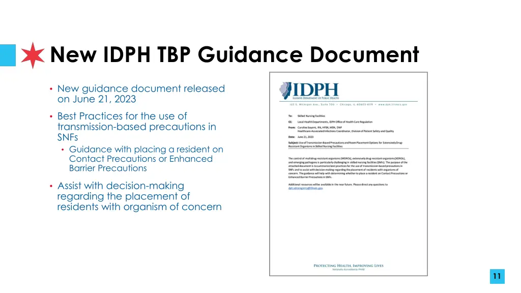new idph tbp guidance document