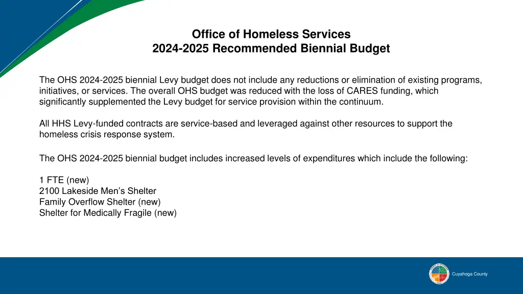 office of homeless services 2024 2025 recommended