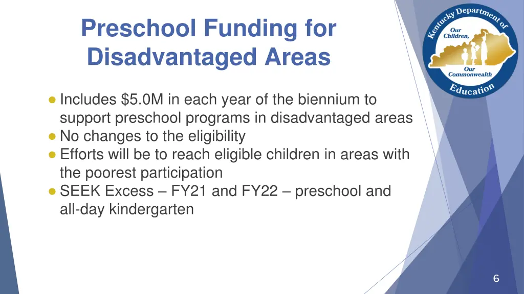 preschool funding for disadvantaged areas