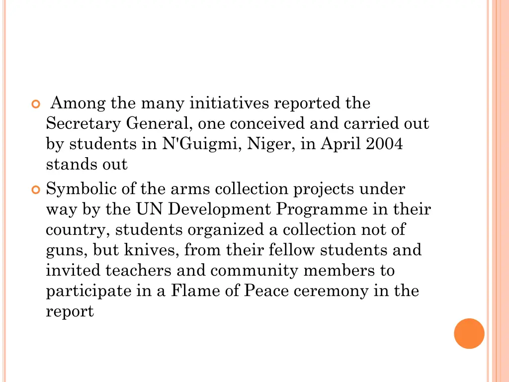 among the many initiatives reported the secretary