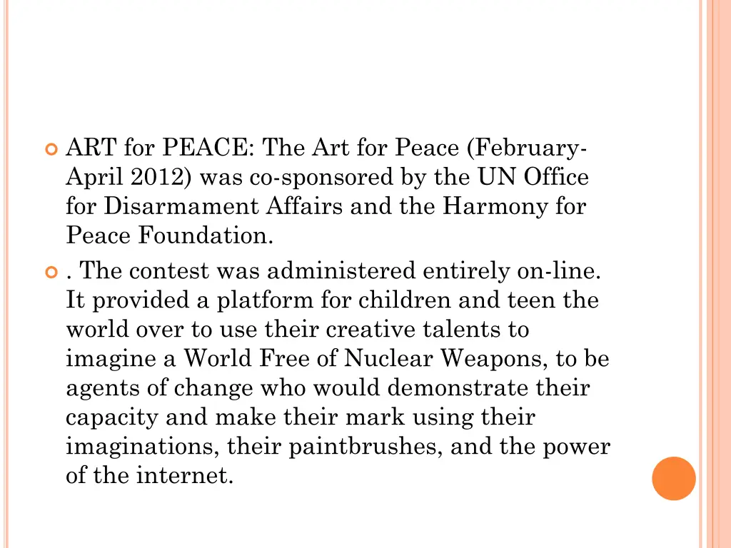 art for peace the art for peace february april