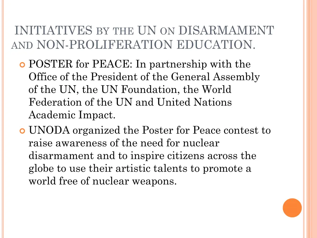 initiatives by the un on disarmament