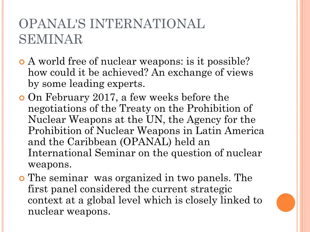 opanal s international seminar