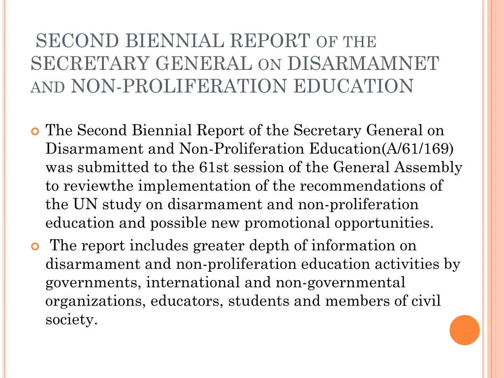 second biennial report of the secretary general