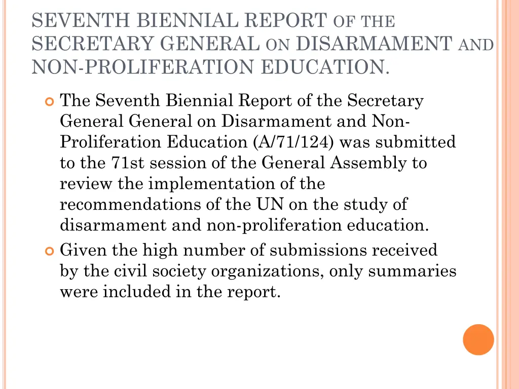 seventh biennial report of the secretary general