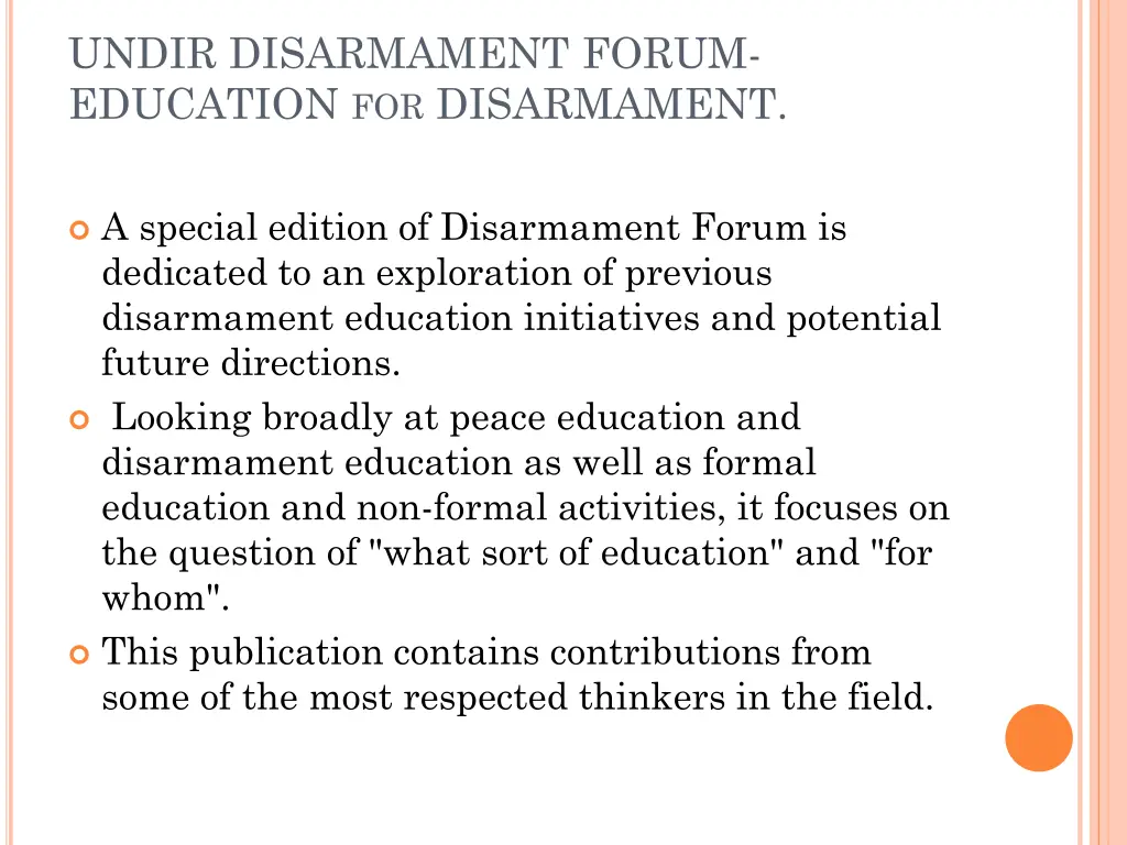undir disarmament forum education for disarmament