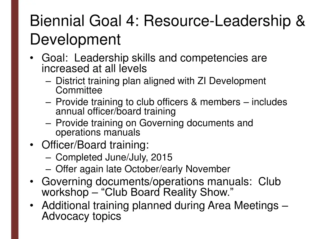 biennial goal 4 resource leadership development