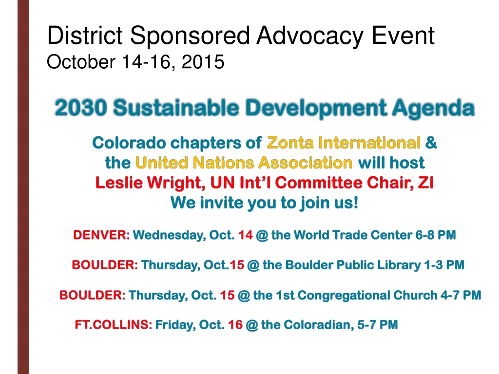 district sponsored advocacy event october