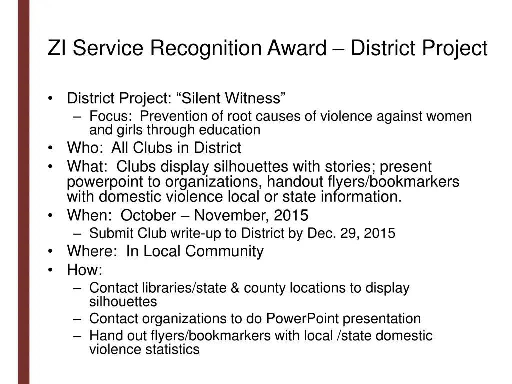 zi service recognition award district project