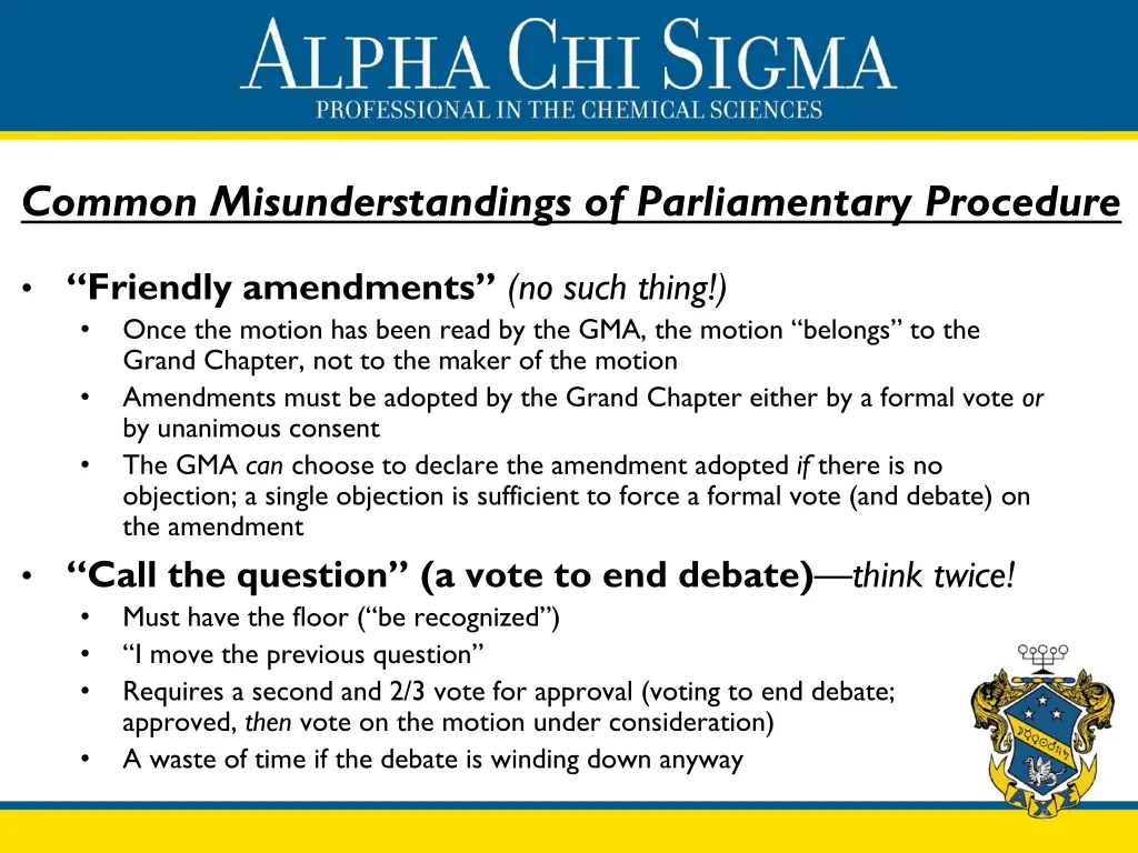 common misunderstandings of parliamentary