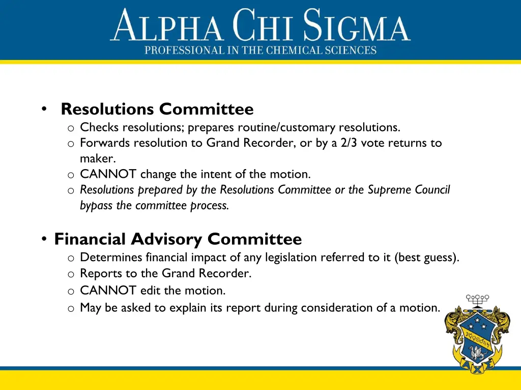 resolutions committee o checks resolutions