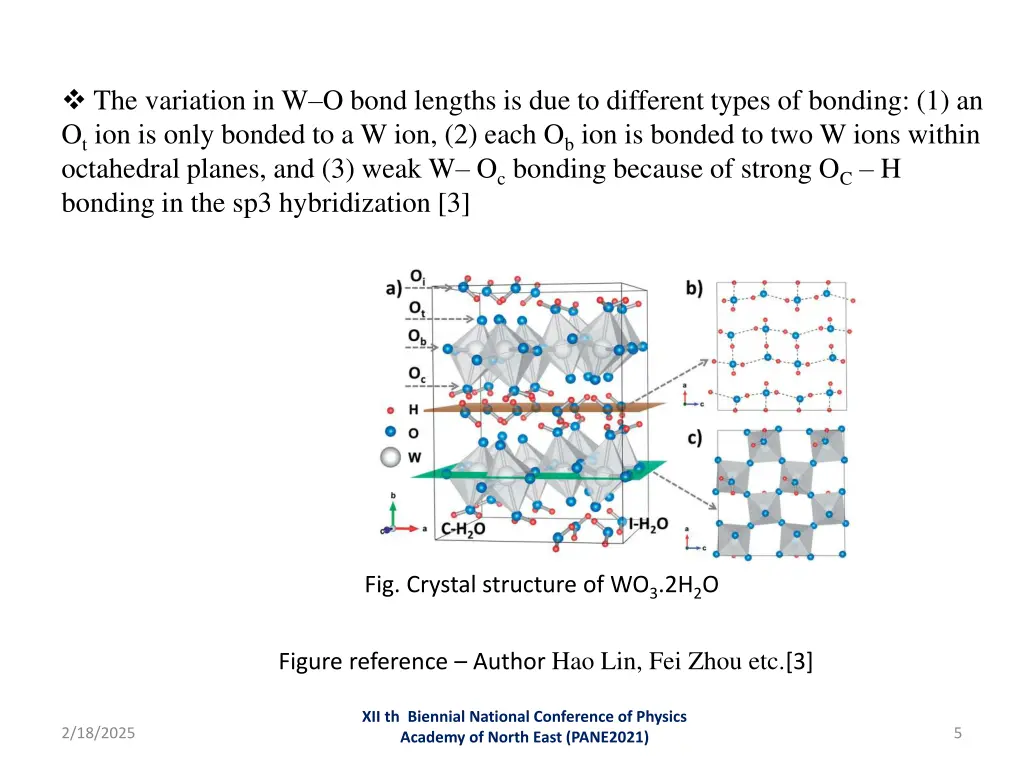 the variation in w o bond lengths