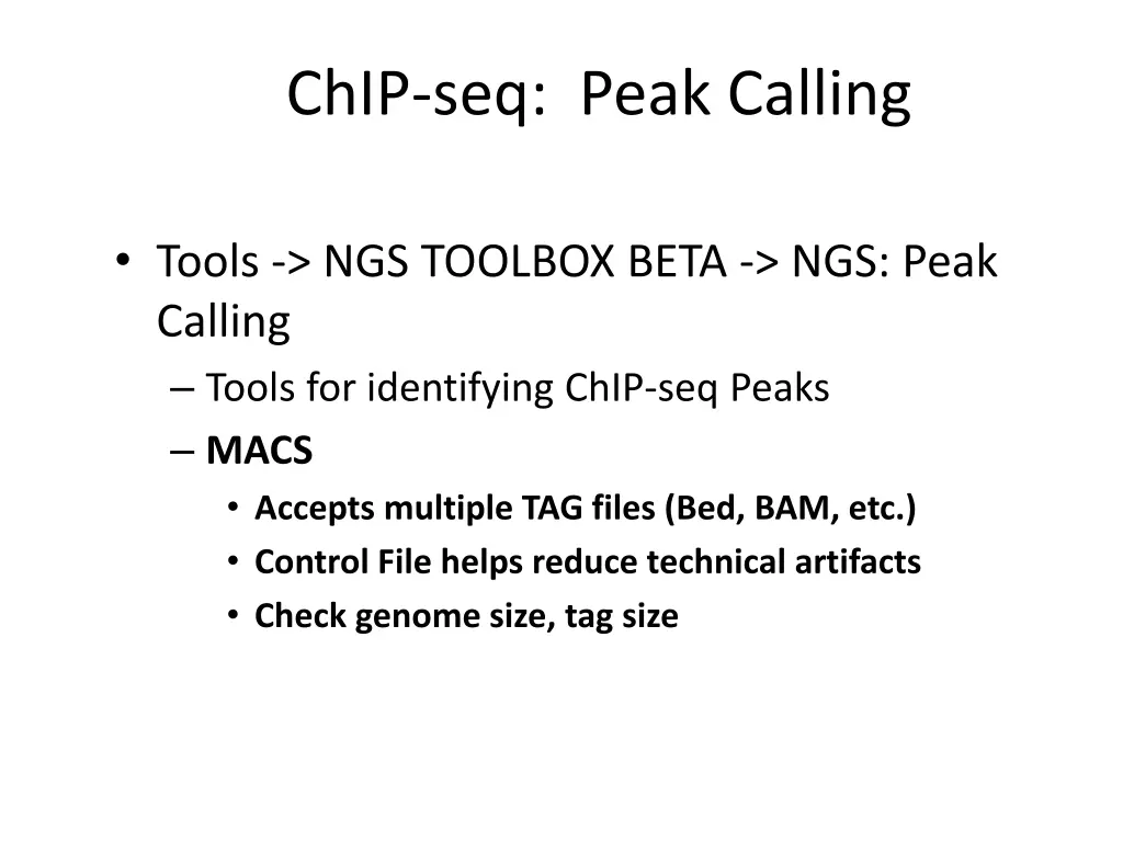 chip seq peak calling 1