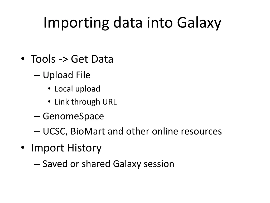 importing data into galaxy