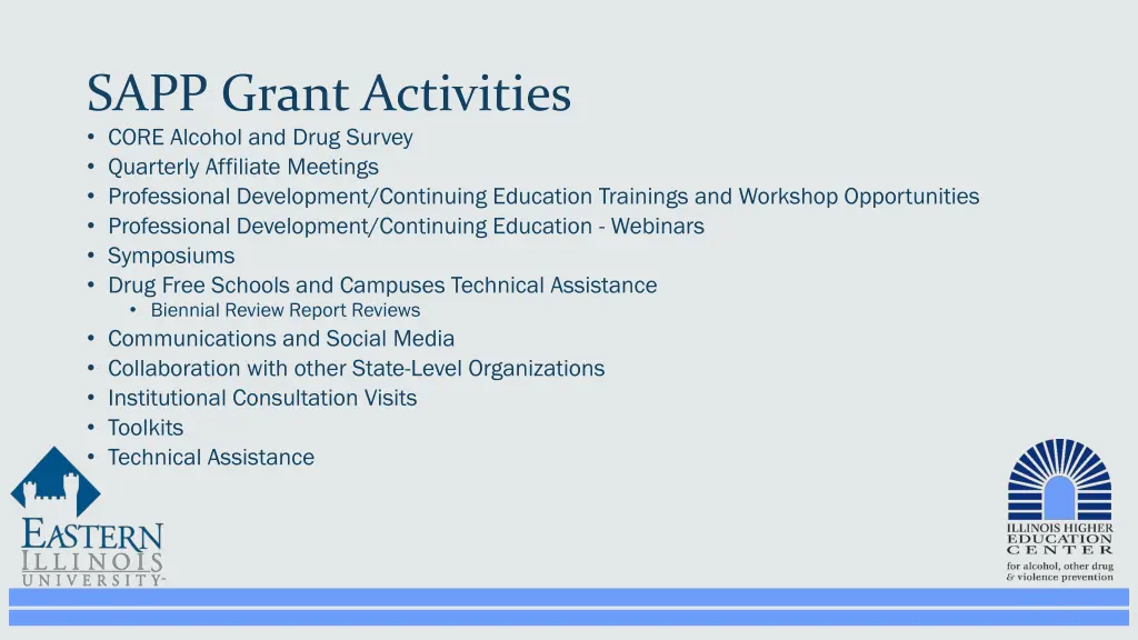 sapp grant activities core alcohol and drug