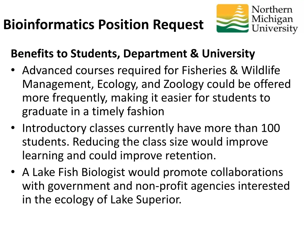 bioinformatics position request