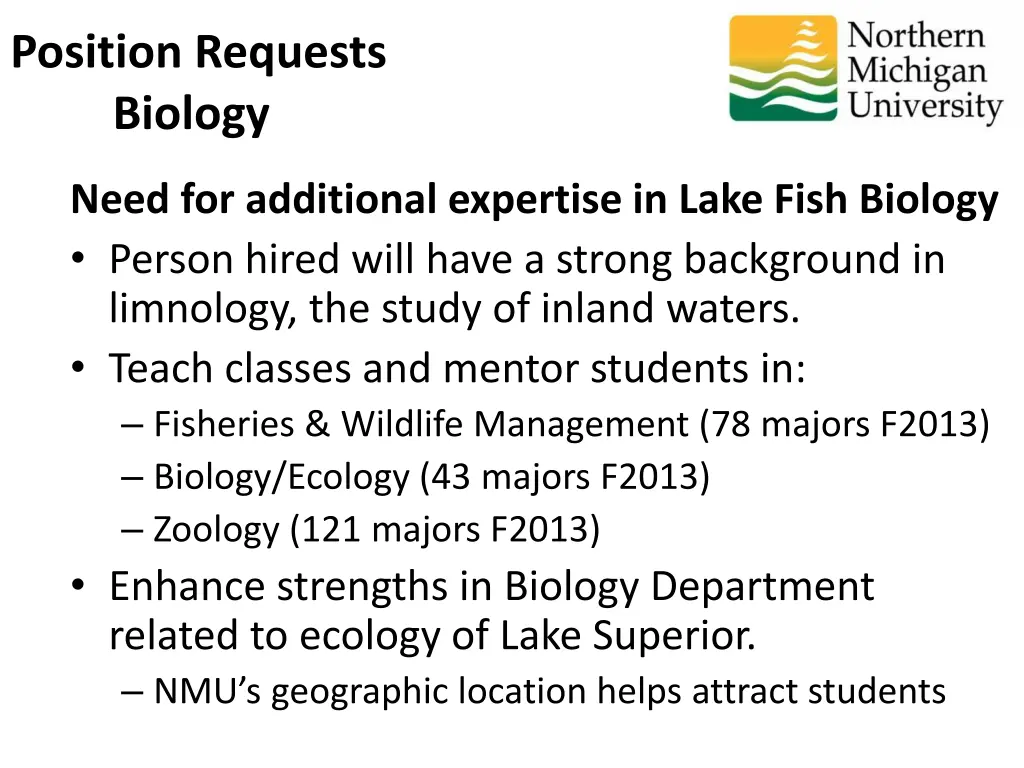 position requests biology 4
