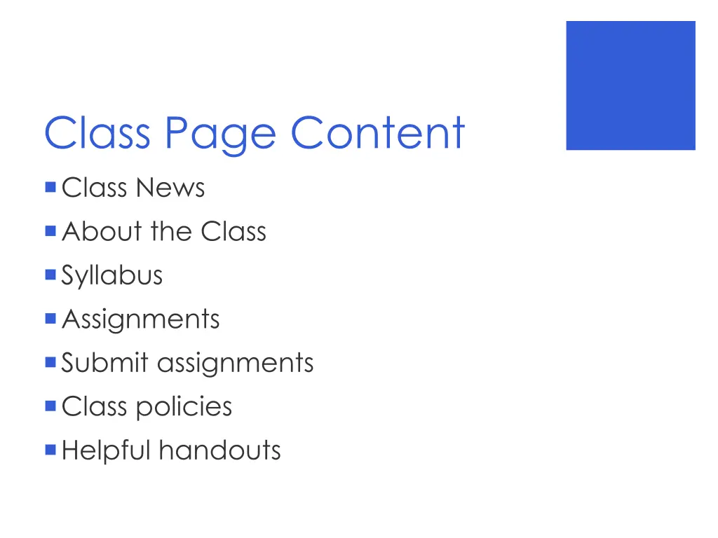 class page content class news about the class