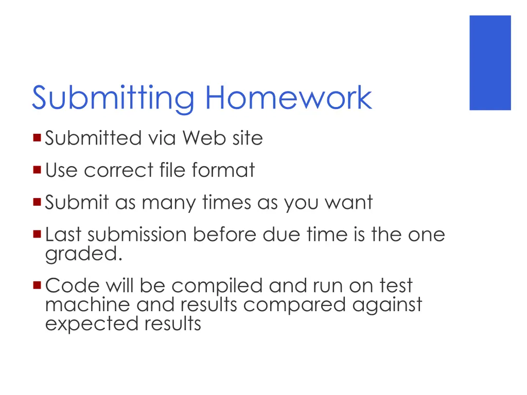 submitting homework submitted via web site
