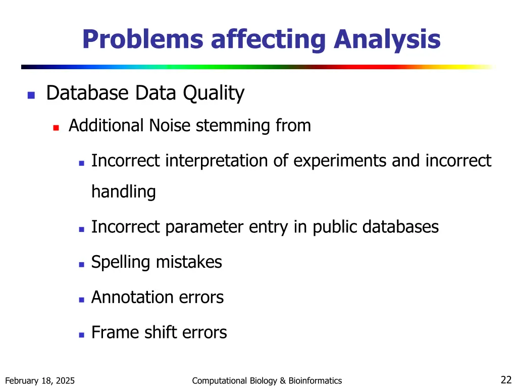 problems affecting analysis