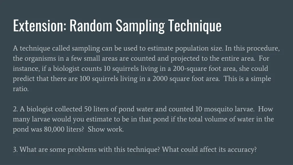 extension random sampling technique