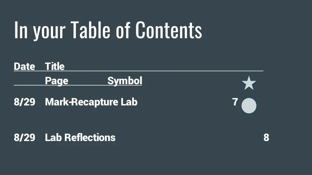in your table of contents