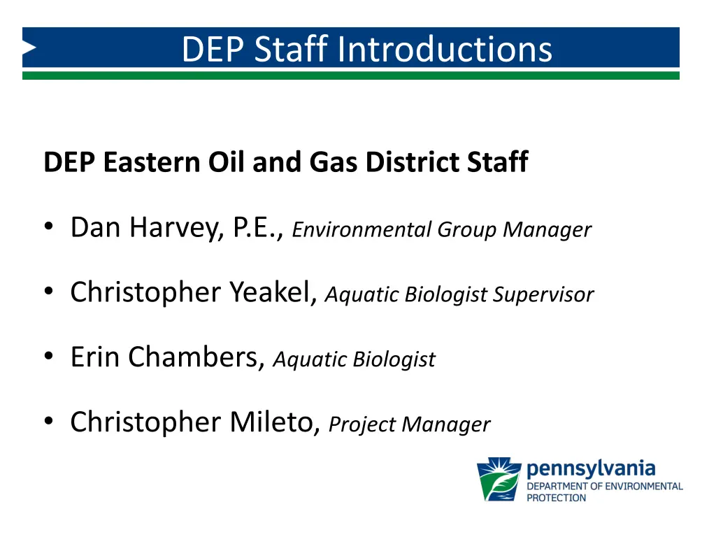 dep staff introductions