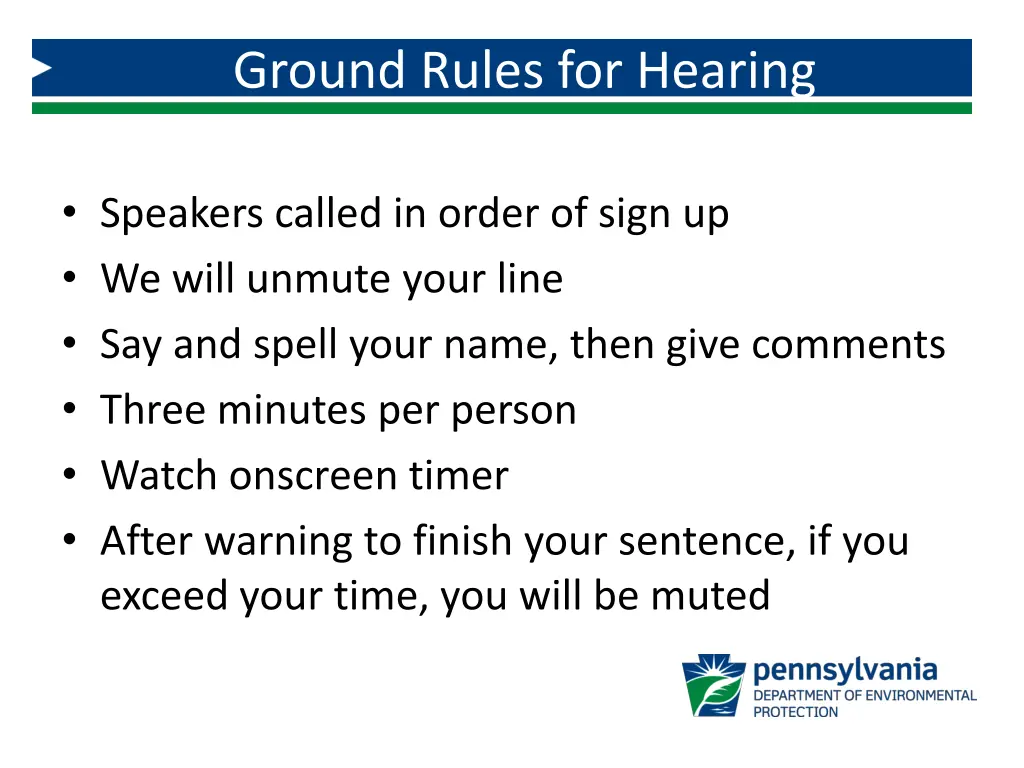 ground rules for hearing