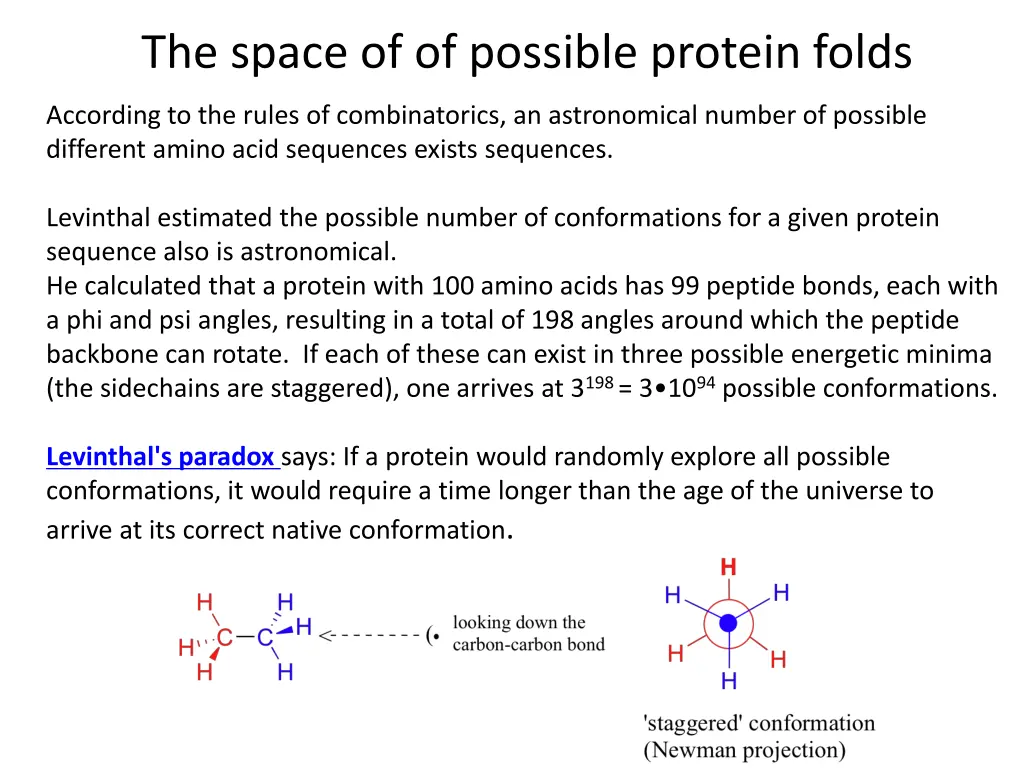 the space of of possible protein folds