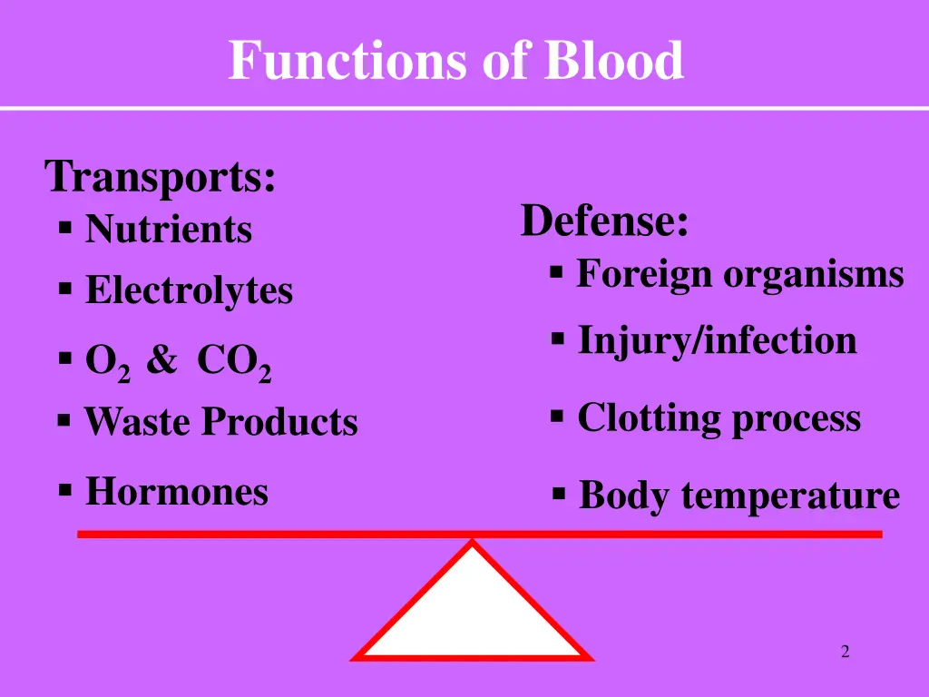 functions of blood
