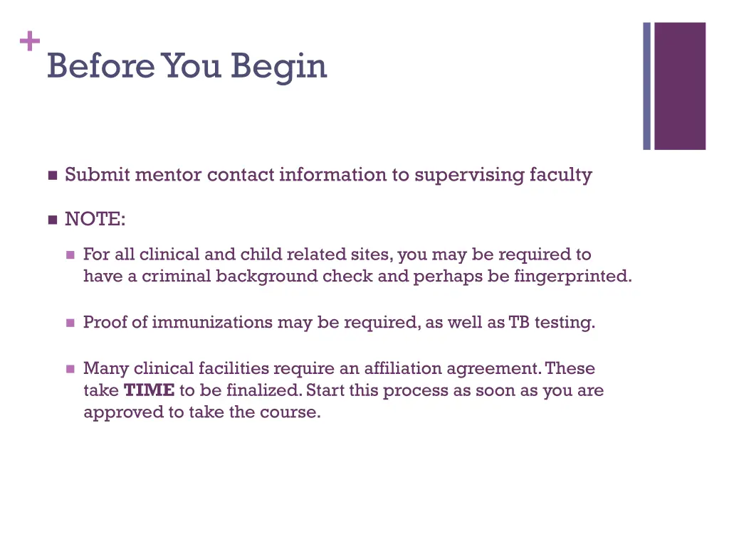 before you begin