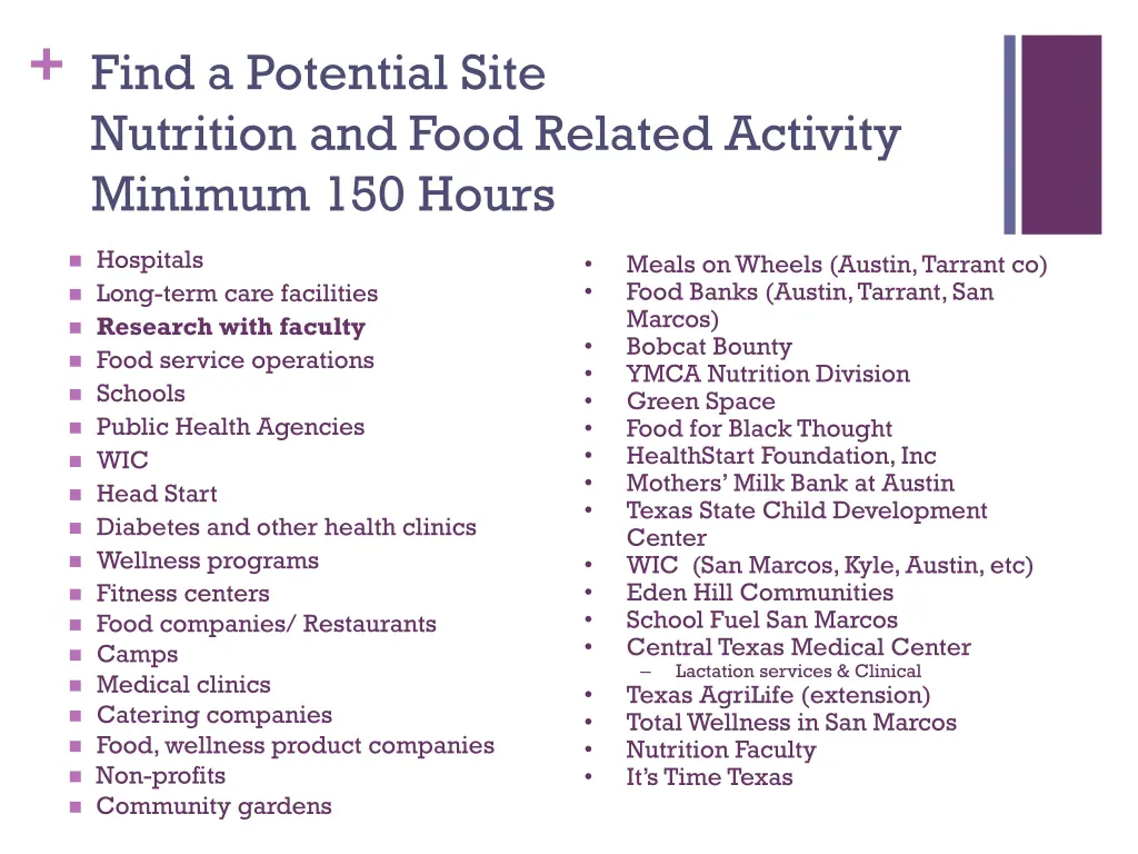 find a potential site nutrition and food related