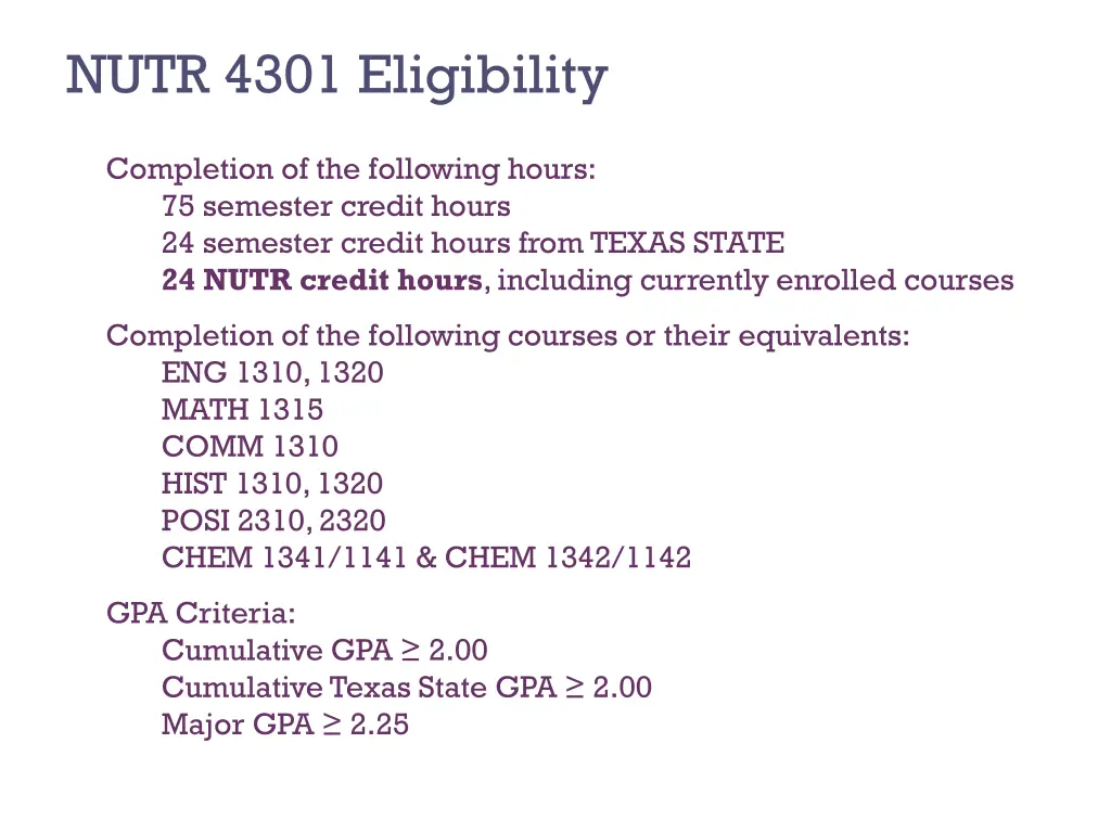 nutr 4301 eligibility