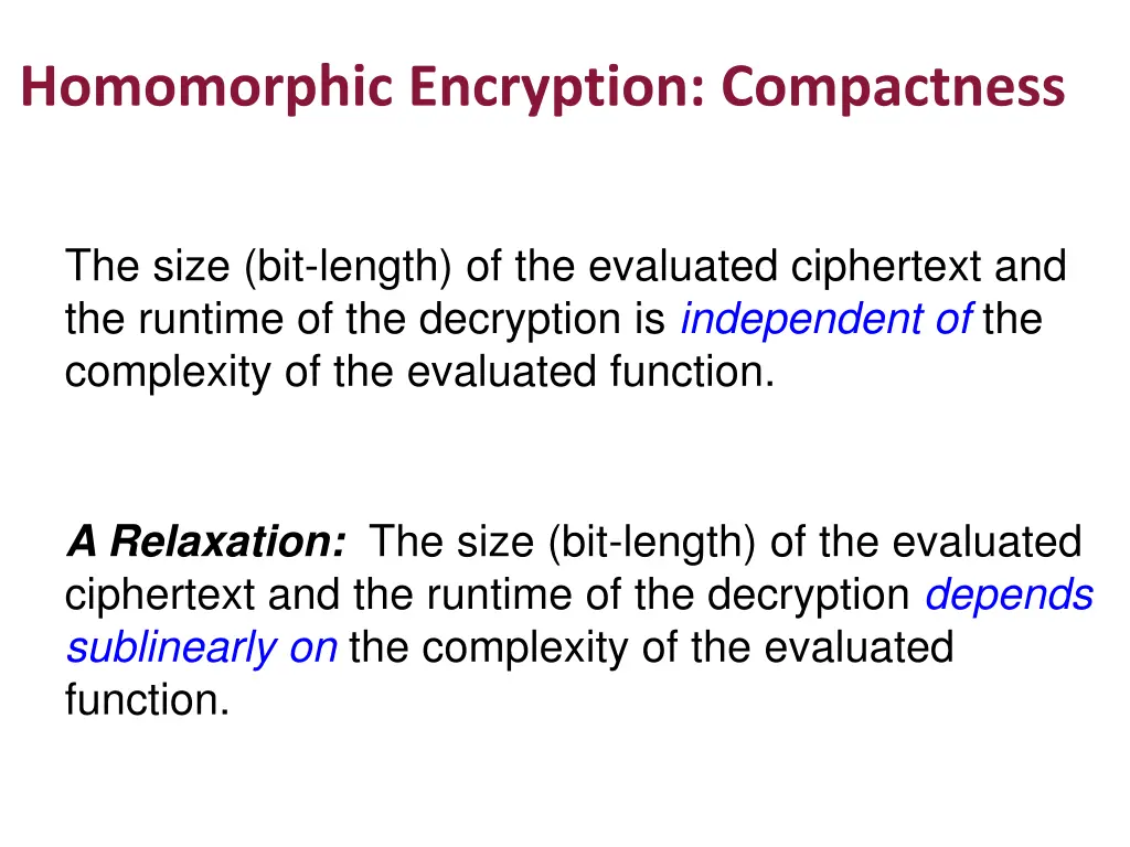 homomorphic encryption compactness
