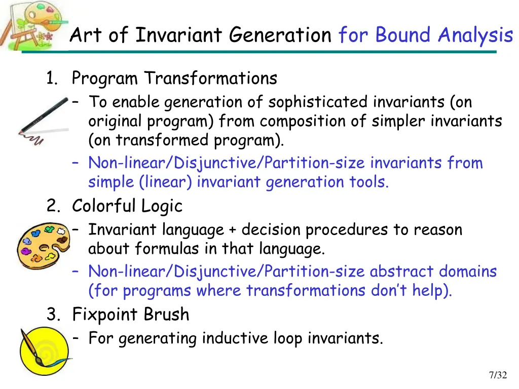 art of invariant generation for bound analysis